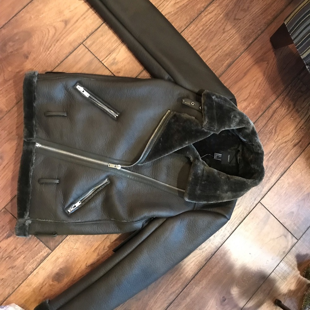 Faux fur moto coat